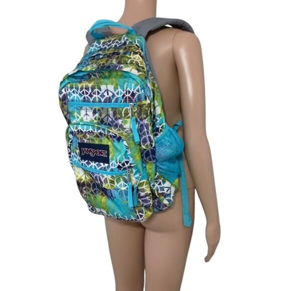 Jansport Backpack Peace Sign Allover Print Bohemian Boho Hippie Colorful Large. - Picture 7 of 16
